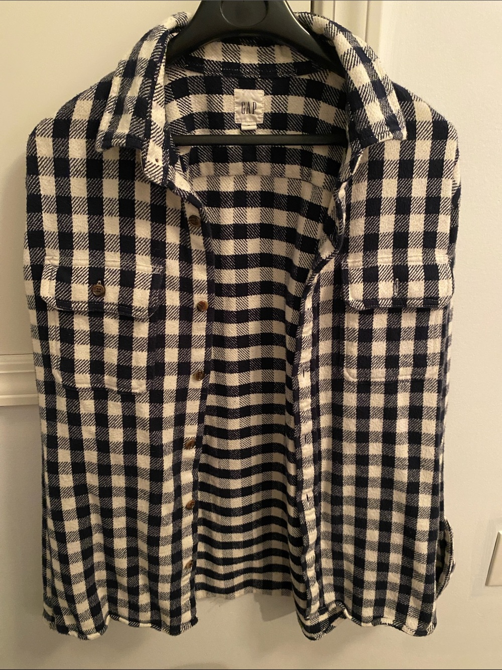 GAP Men's Navy & White Check Button-Down Shirt